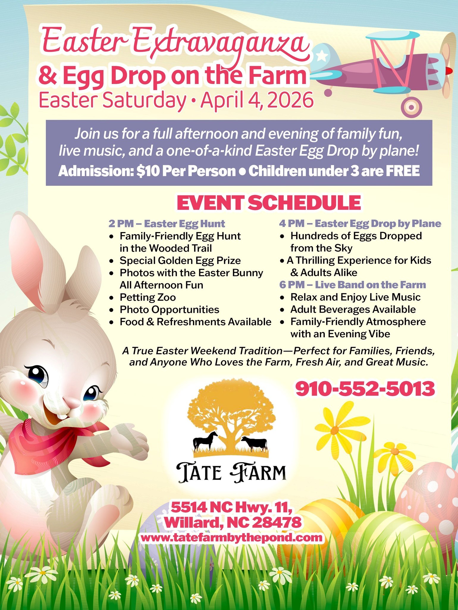 Easter Extravaganza and Egg Drop at Tate Farm by the Pond